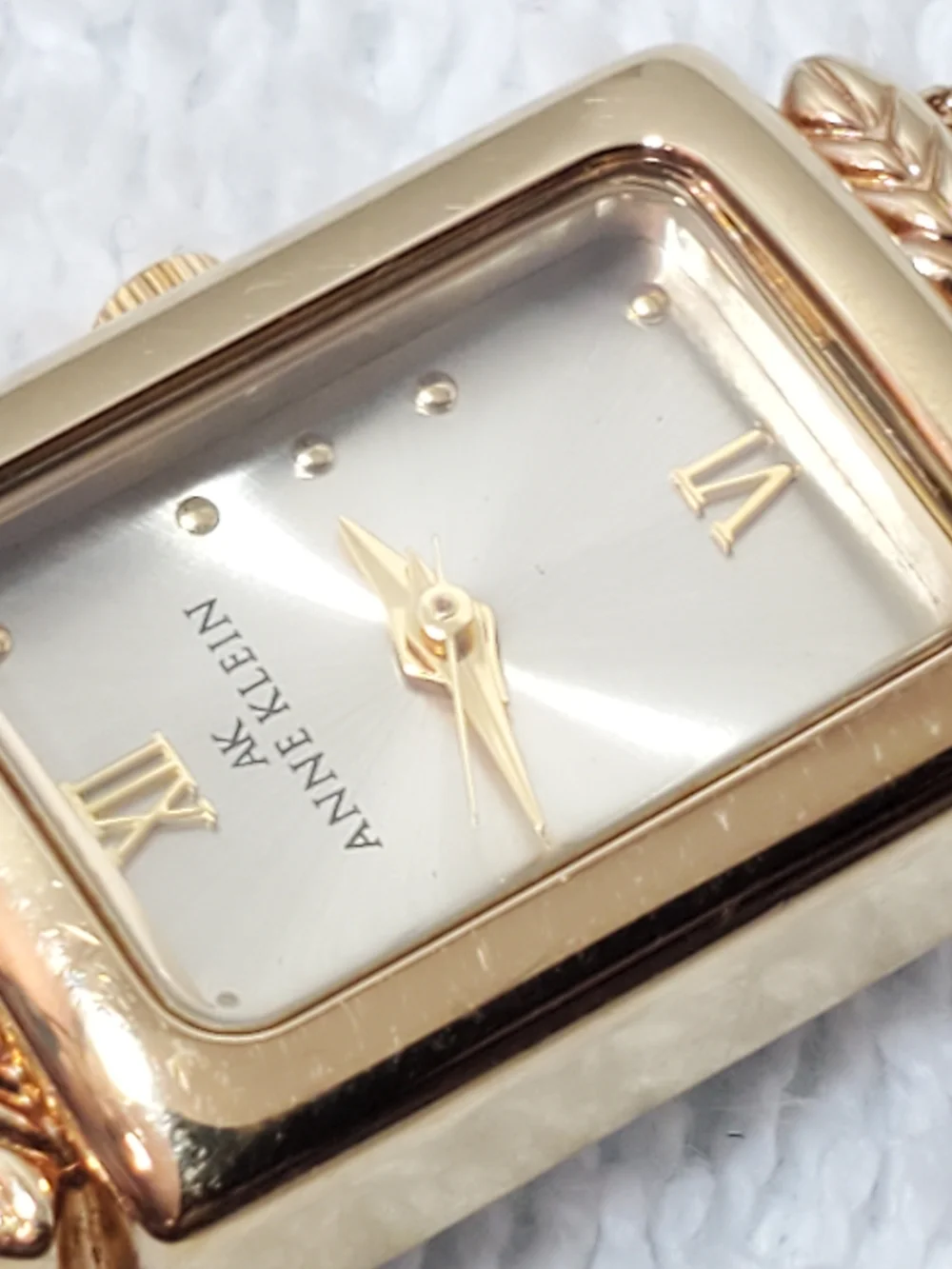 Vintage Anne Klein Gold Tone Tank Watch Swiss Parts Ronda 1 Jewel Movement Women